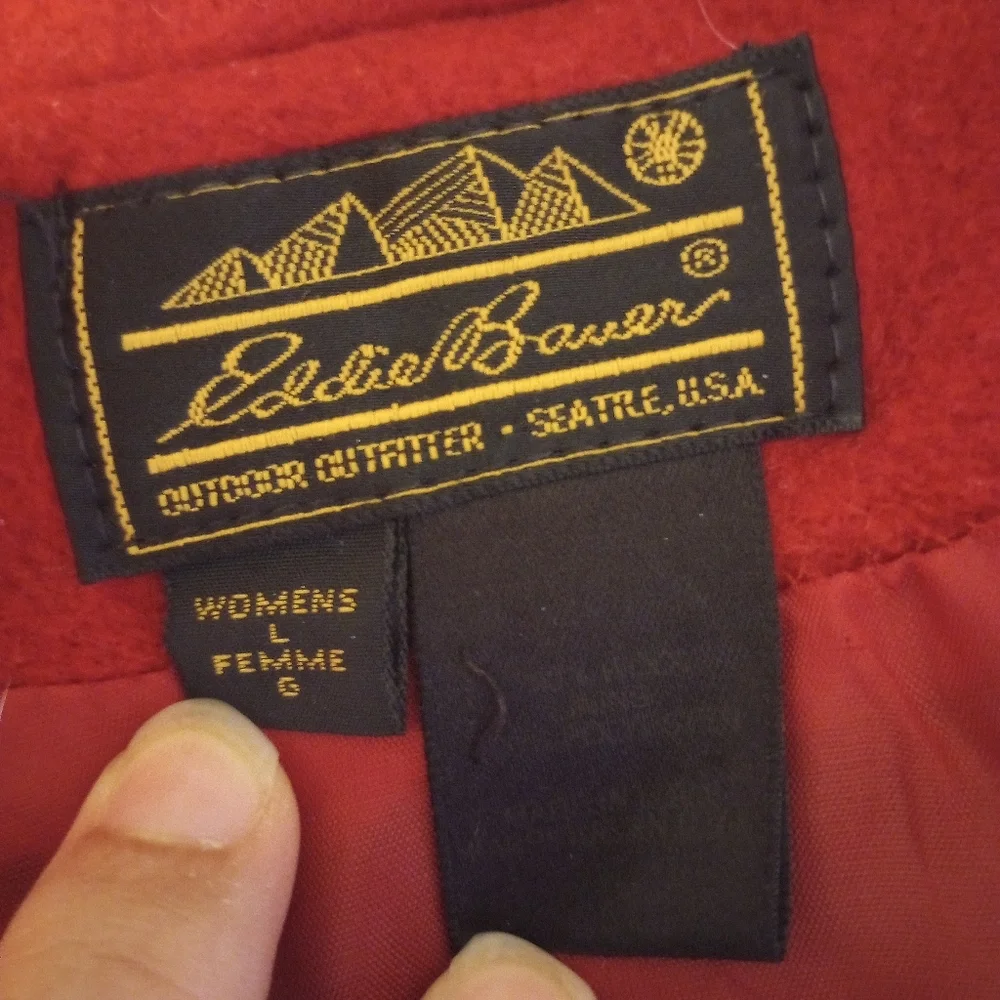 Eddie Bauer Red Wool Coat, Sz L - Picture 2 of 8